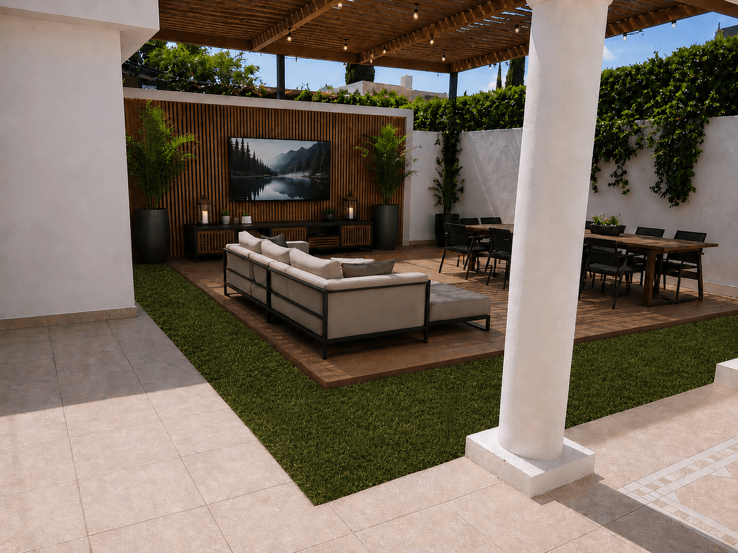 Rear patio Staged